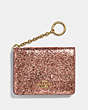 COACH®,KEY RING CARD CASE,Glitter,Gold/METALLIC ROSEGOLD,Front View