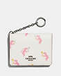 COACH®,KEY RING CARD CASE WITH PARTY PIG PRINT,Coated Canvas,Silver/Chalk,Front View