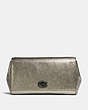 COACH®,ALEXA TURNLOCK CLUTCH,Leather,Platinum/Pewter,Front View