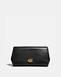 COACH®,ALEXA TURNLOCK CLUTCH,Leather,Brass/Black,Front View