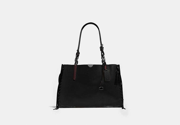COACH®,DREAMER TOTE 36,Leather,Large,Pewter/Black,Front View