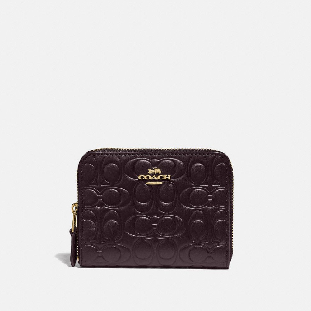 折りたたみ財布 WALLET SHINY LEATHER SMALL ZIP-AROUND WALLET NEW Coach Small Zip Around Wallet in Signature Jacquard