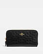 COACH®,ACCORDION ZIP WALLET IN SIGNATURE LEATHER,Leather,Mini,Gold/Black,Front View