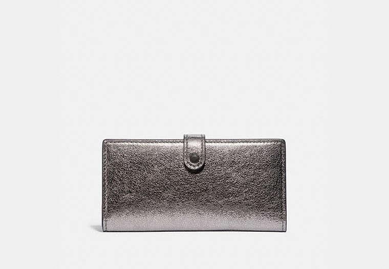 COACH®,SLIM TRIFOLD WALLET,Leather,Pewter/Metallic Graphite,Front View