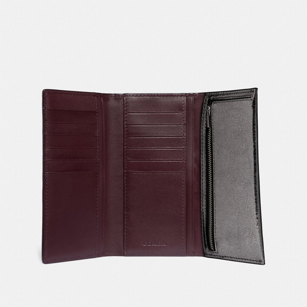 COACH®,SLIM TRIFOLD WALLET,Leather,Pewter/Metallic Graphite,Inside View,Top View