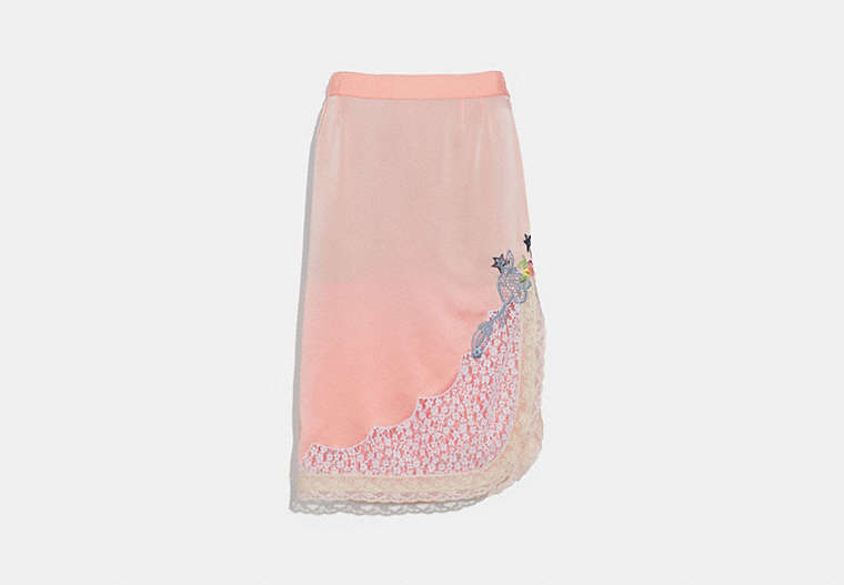 COACH®,SELENA LACE DETAIL SKIRT,Other,Pajama Pink,Front View