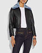 COACH®,SELENA LEATHER JACKET WITH FAUX FUR,Leather,Black,Scale View
