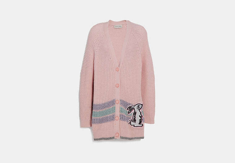 COACH®,SELENA CARDIGAN,Cashmere Blend,PINK,Front View