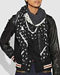 COACH®,SIGNATURE PATCHWORK OVERSIZED SQUARE SCARF,Cotton Modal Blend,Black,Angle View
