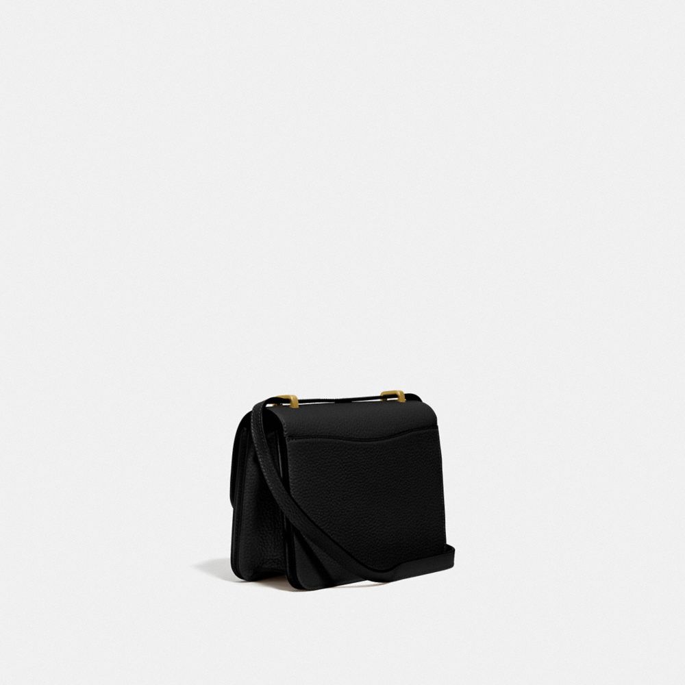 COACH®,ALIE SHOULDER BAG,Pebble Leather,Medium,Brass/Black,Angle View