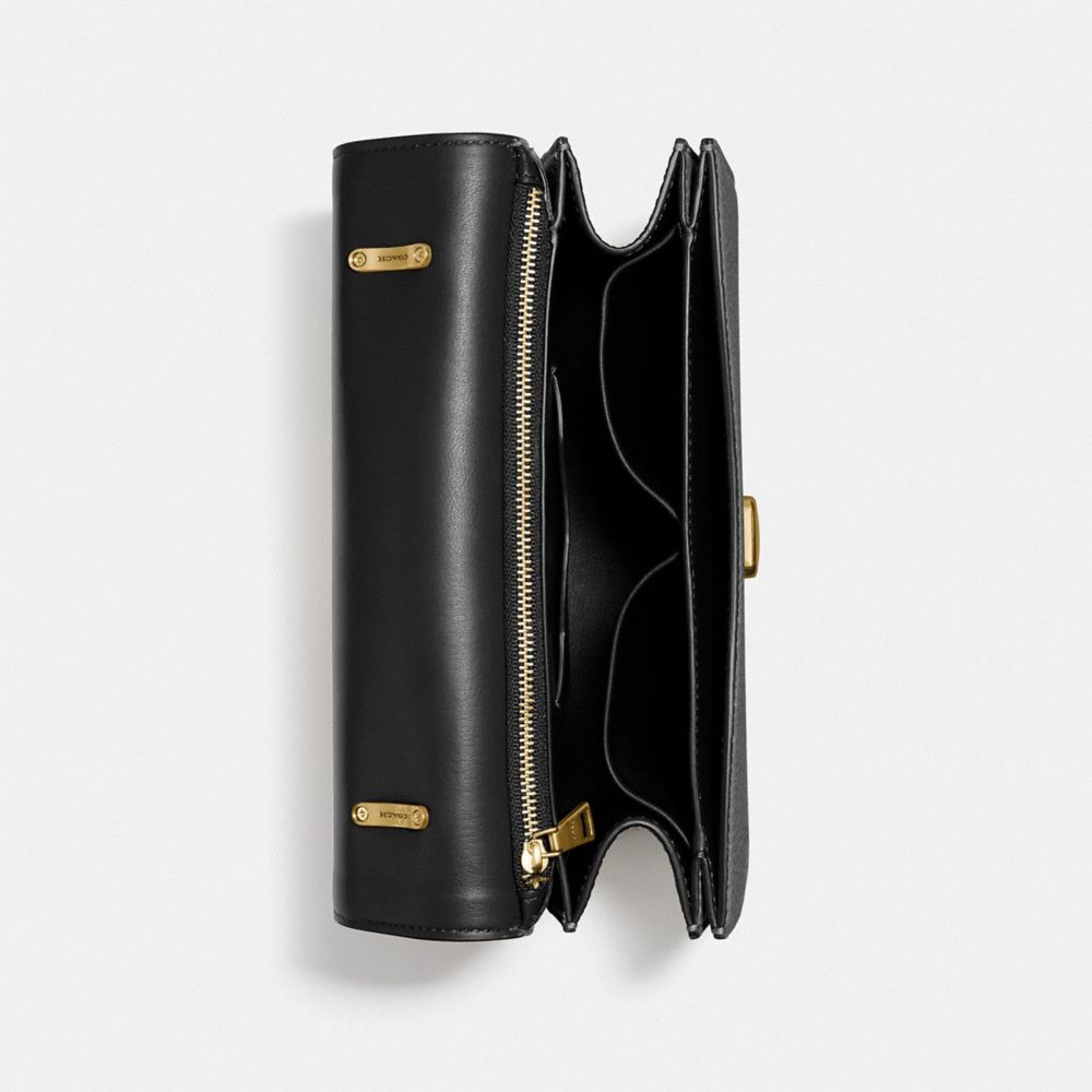 COACH®,ALIE SHOULDER BAG,Pebble Leather,Medium,Brass/Black,Inside View,Top View