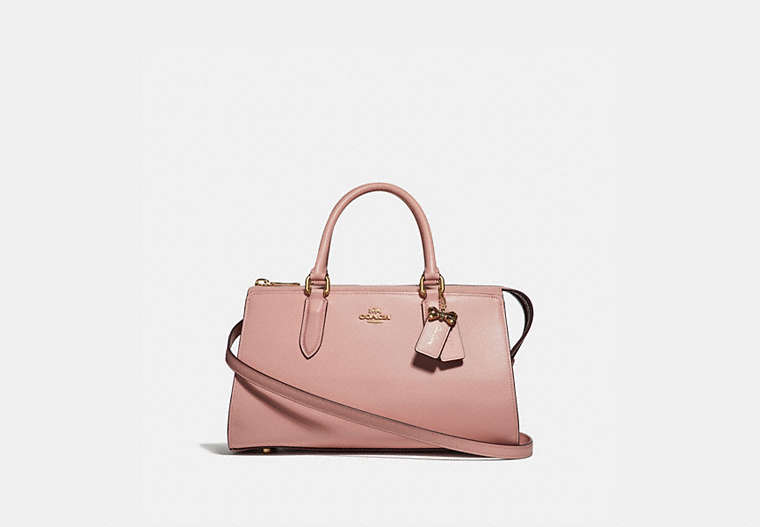 COACH®,SELENA BOND BAG,Leather,Large,Gold/PEONY,Front View