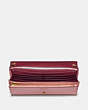 COACH®,SELENA HAYDEN FOLDOVER CROSSBODY CLUTCH IN COLORBLOCK,Leather,Mini,Gold/PEONY,Inside View,Top View