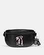COACH®,SELENA BELT BAG WITH BUNNY,Leather,Gunmetal/Black,Front View