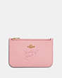 COACH®,SELENA ZIP CARD CASE IN COLORBLOCK,Leather,Gold/Peony Multi,Front View