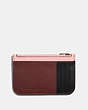 COACH®,SELENA ZIP CARD CASE IN COLORBLOCK,Leather,Gold/Peony Multi,Back View