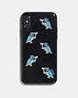 COACH®,IPHONE X/XS CASE WITH PARTY OWL PRINT,Leather,Black,Front View