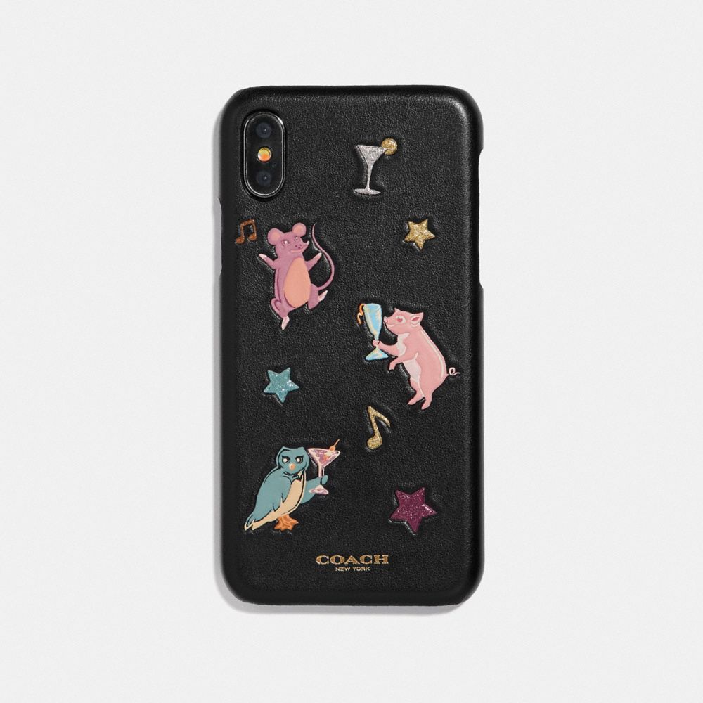 COACH®,IPHONE X/XS CASE WITH PARTY ANIMALS PRINT,Leather,Multicolor,Front View