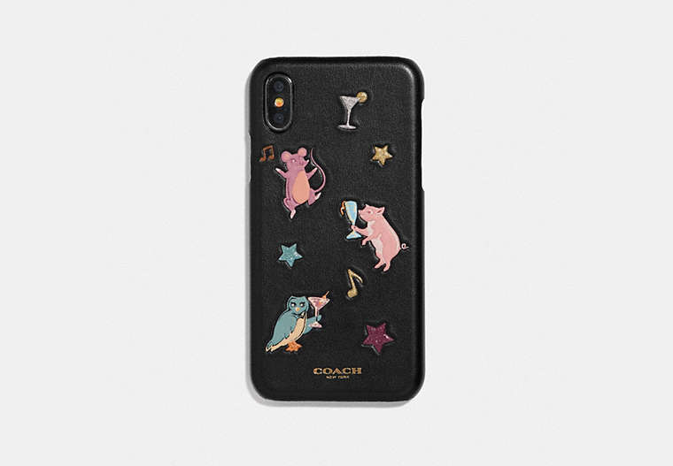 COACH®,IPHONE X/XS CASE WITH PARTY ANIMALS PRINT,Leather,Multicolor,Front View