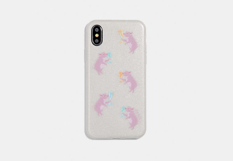 COACH®,IPHONE X/XS CASE WITH PARTY PIG PRINT,Chalk,Front View