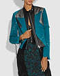 COACH®,PIECED SUEDE RACER BLAZER,Suede,Deep Turquoise,Scale View