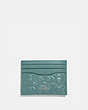 COACH®,CARD CASE IN SIGNATURE LEATHER,Leather,Silver/Sage,Front View