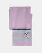 COACH®,SELENA KNIT SCARF WITH BUNNY,wool,LILAC,Front View