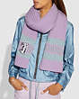 COACH®,SELENA KNIT SCARF WITH BUNNY,wool,LILAC,Angle View