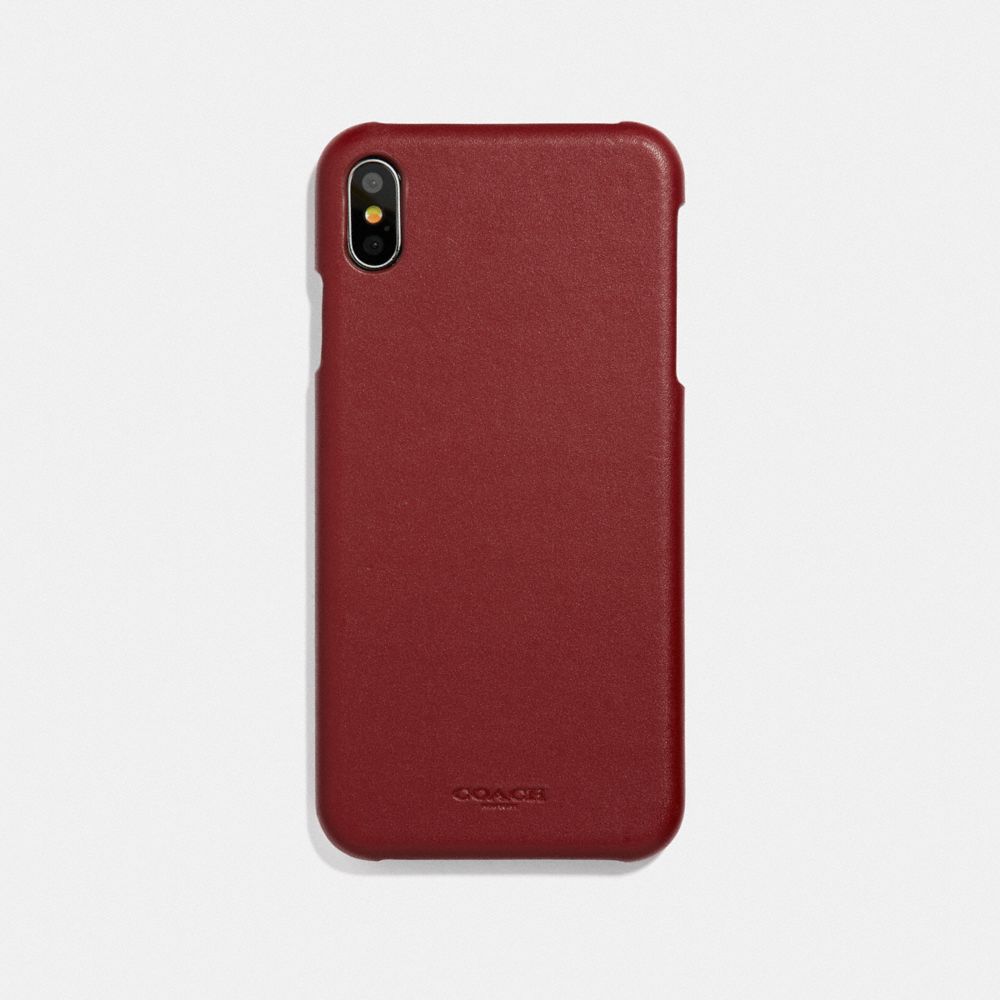 COACH®,IPHONE XS MAX CASE,Leather,RED CURRANT,Front View