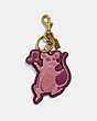 COACH®,PARTY MOUSE BAG CHARM,Leather,Brass/Dark Berry,Front View