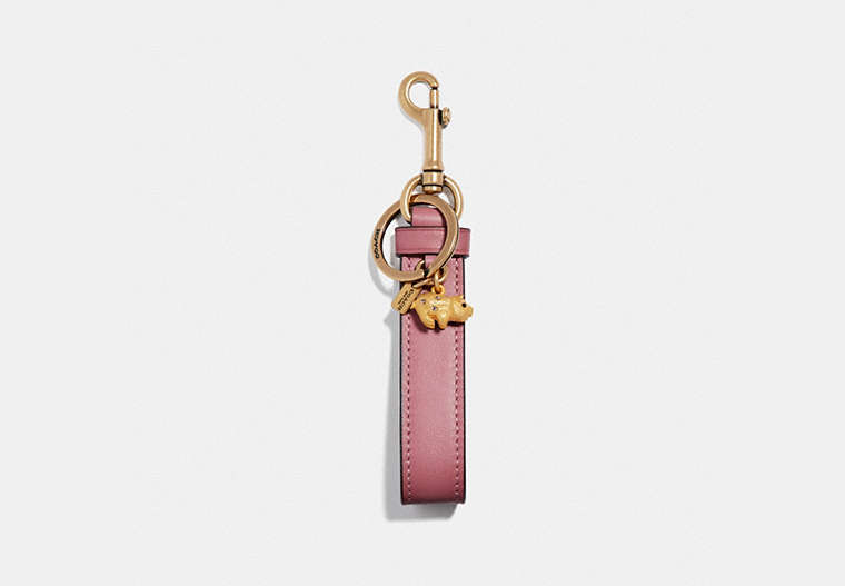 COACH®,ANIMALS CHARM LOOP,Leather,Brass/Rose,Front View