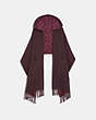 COACH®,OVERSIZED SIGNATURE MUFFLER WITH HOOD,Wool Blend,OXBLOOD,Front View