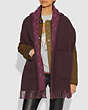 COACH®,OVERSIZED SIGNATURE MUFFLER WITH HOOD,Wool Blend,OXBLOOD,Angle View