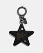 COACH®,SELENA STAR BAG CHARM,Leather,Light Gold/Black,Front View