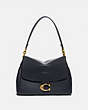 COACH®,MAY SHOULDER BAG,Leather,Medium,Brass/Midnight Navy,Front View