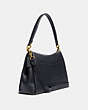 COACH®,MAY SHOULDER BAG,Leather,Medium,Brass/Midnight Navy,Angle View