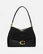 COACH®,MAY SHOULDER BAG,Leather,Medium,Brass/Black,Front View