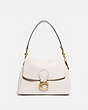 COACH®,MAY SHOULDER BAG,Leather,Medium,Brass/Chalk,Front View