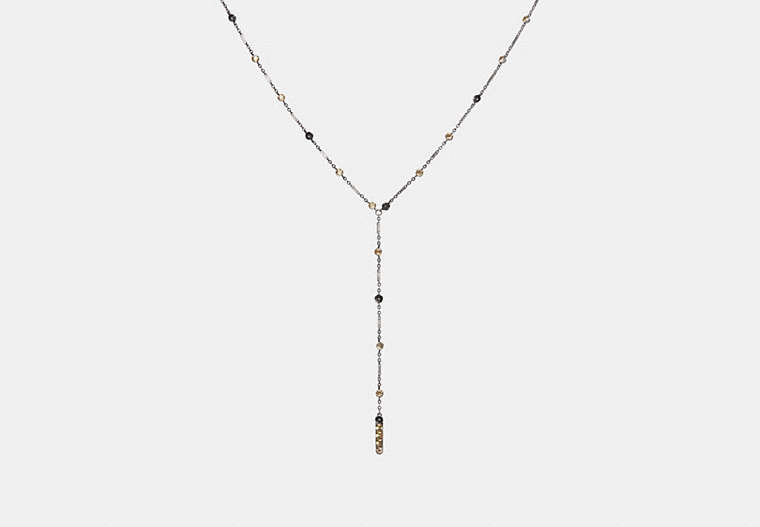 COACH®,TEA ROSE LACE LARIAT,Metal,Silver/Rose,Front View