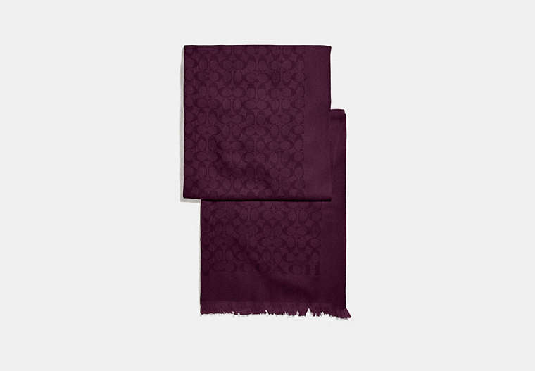 COACH®,SIGNATURE STOLE,cottonsilkblend,Sherry,Front View