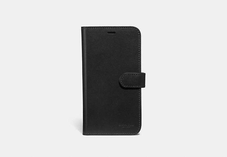 COACH®,IPHONE X/XS FOLIO,Leather,Black,Front View