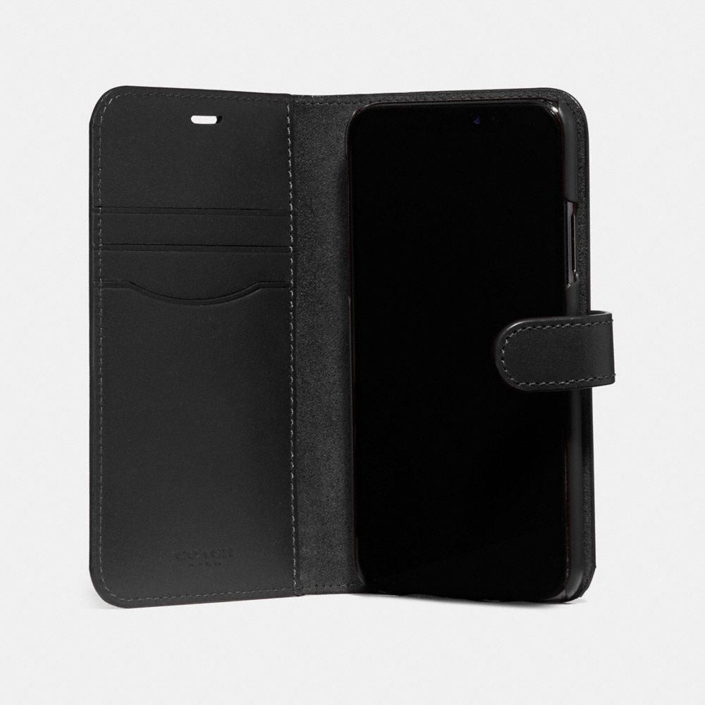 COACH®,IPHONE X/XS FOLIO,Leather,Black,Inside View,Top View