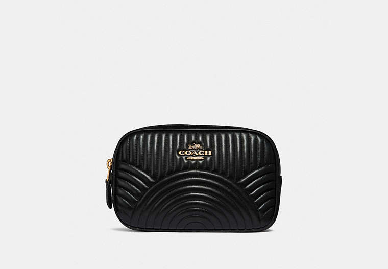 COACH®,BELT BAG WITH DECO QUILTING,Leather,Brass/Black,Front View