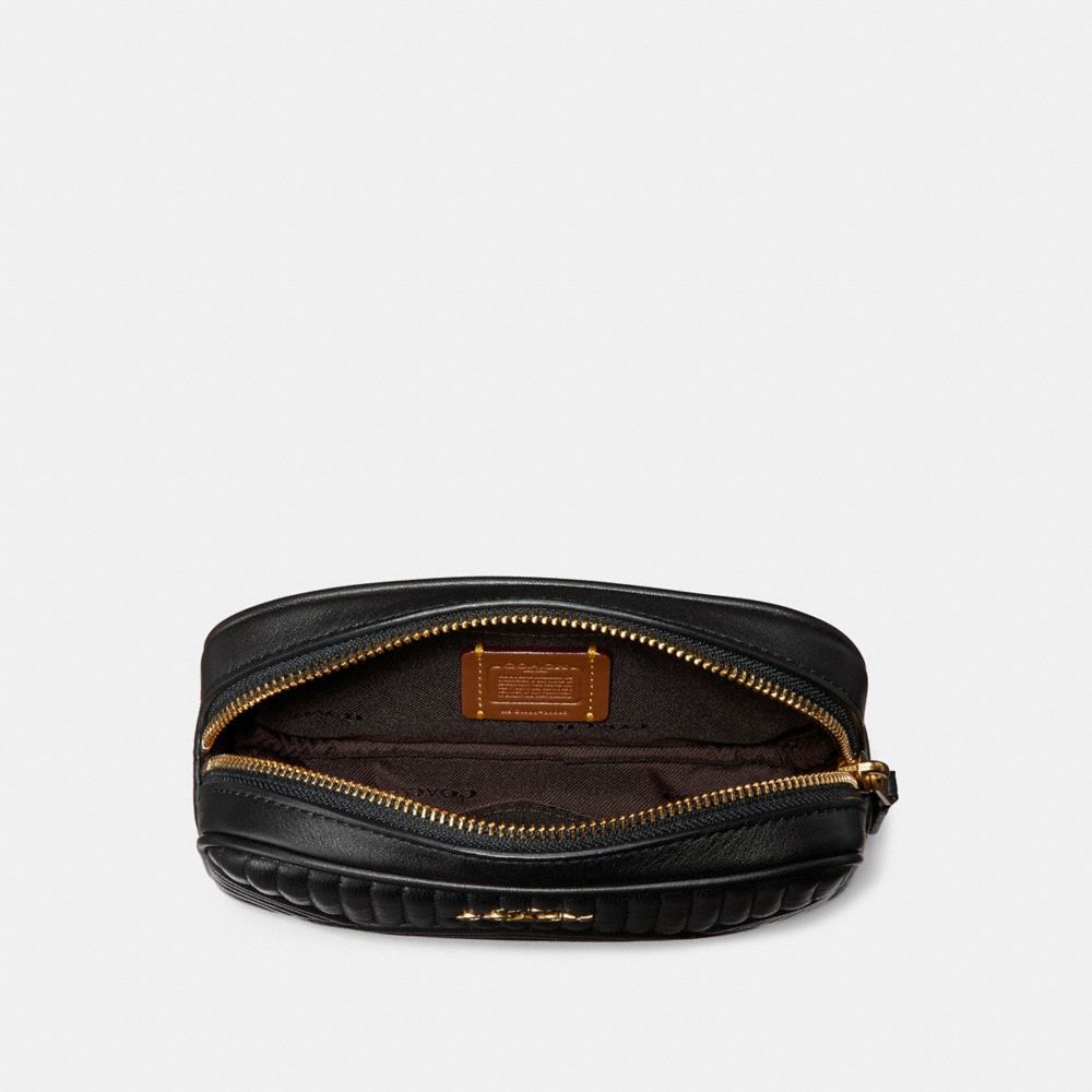 COACH®,BELT BAG WITH DECO QUILTING,Leather,Brass/Black,Inside View,Top View