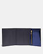 COACH®,SMALL TRIFOLD WALLET,Leather,Brass/METALLIC BLUE,Inside View,Top View