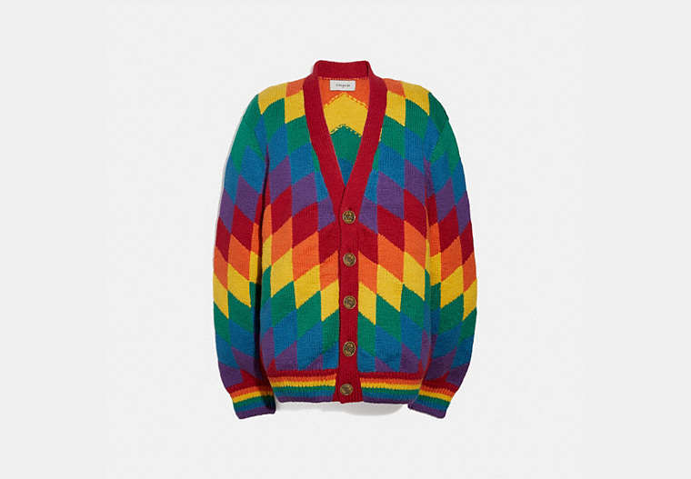 COACH®,RAINBOW CARDIGAN,Mixed Material,Multi,Front View