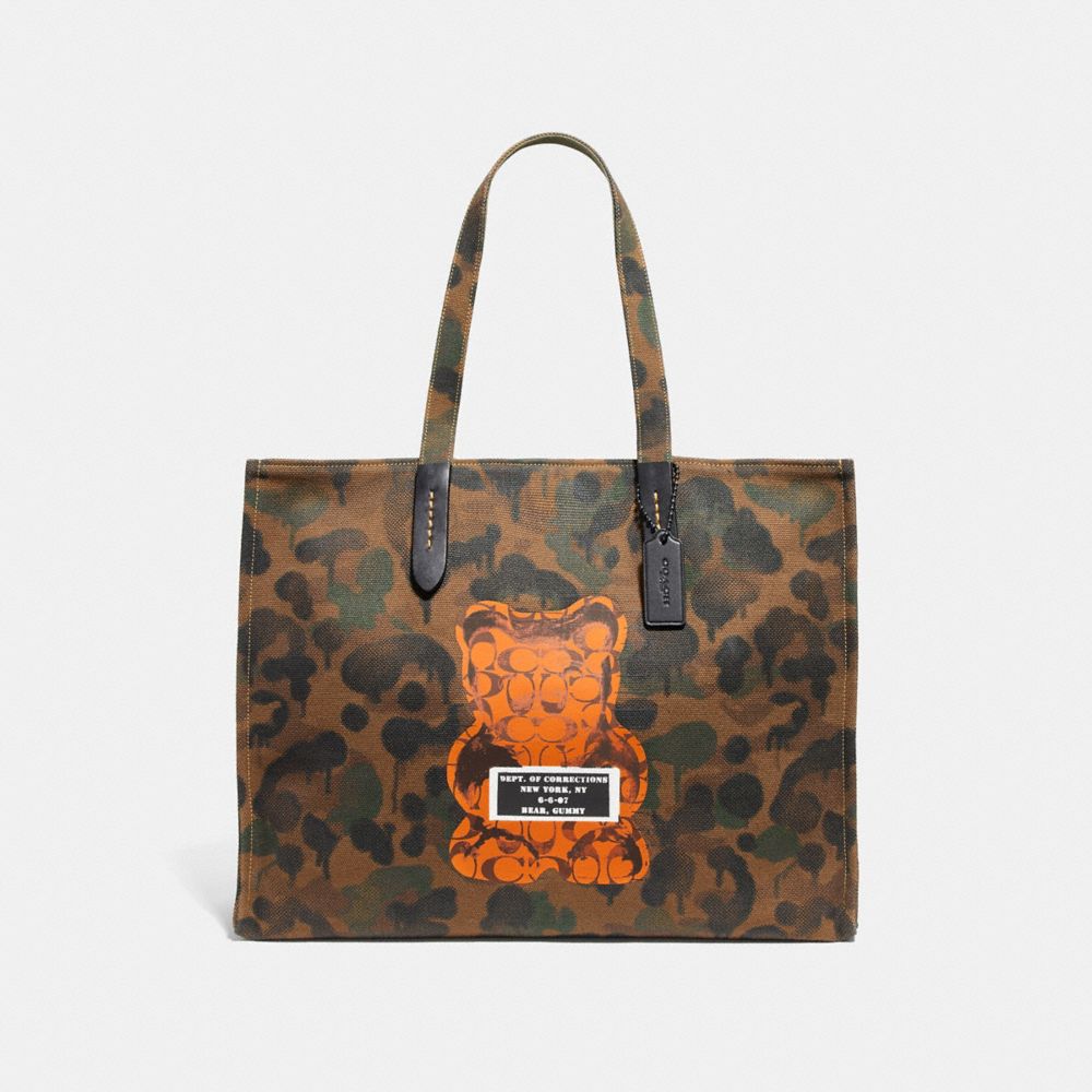 COACH®,VANDAL GUMMY COACH EDITION TOTE 42,canvas,Large,Military Wild Beast/Black Copper,Front View