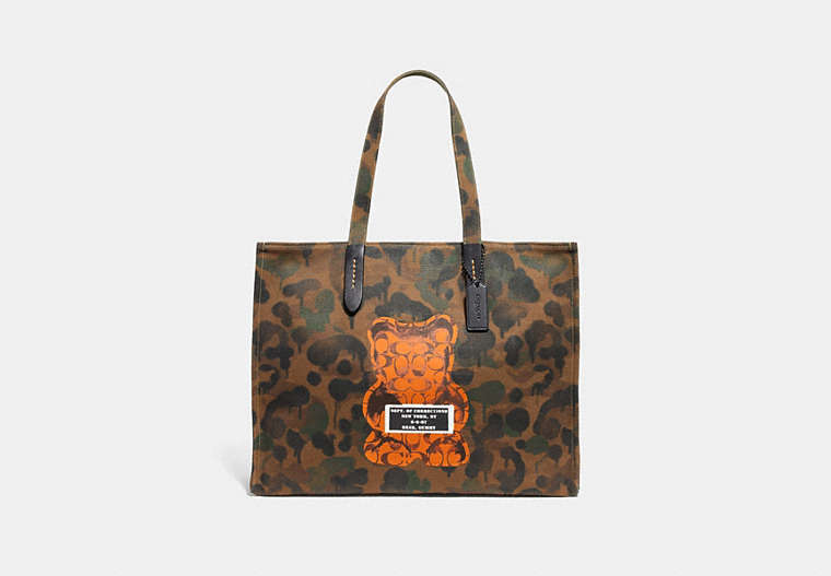 COACH®,VANDAL GUMMY COACH EDITION TOTE 42,canvas,Large,Military Wild Beast/Black Copper,Front View