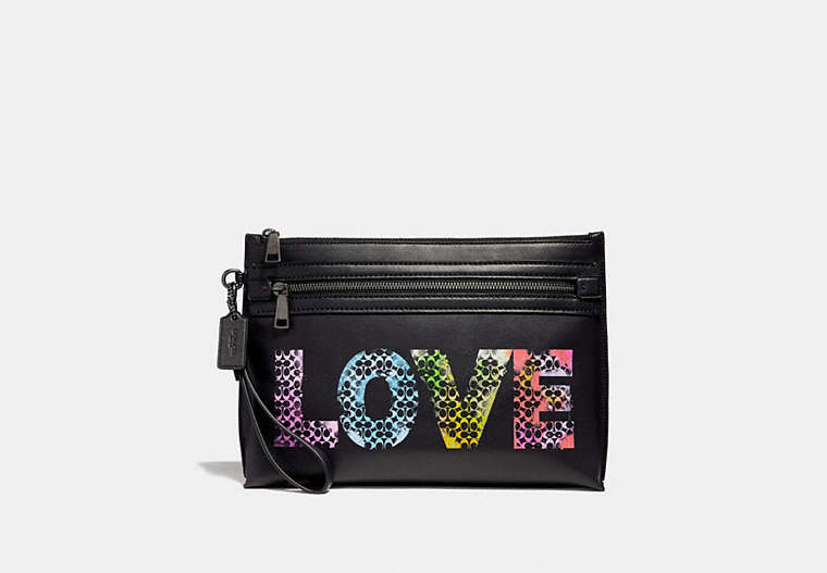 COACH®,ACADEMY POUCH,Leather,Love By Jason Naylor,Front View