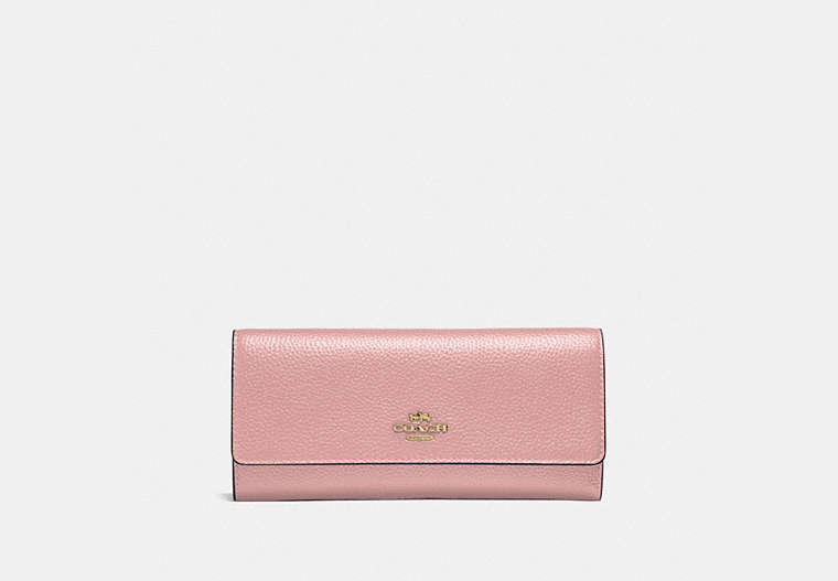 COACH®,SOFT TRIFOLD WALLET,Leather,Gold/Blossom,Front View